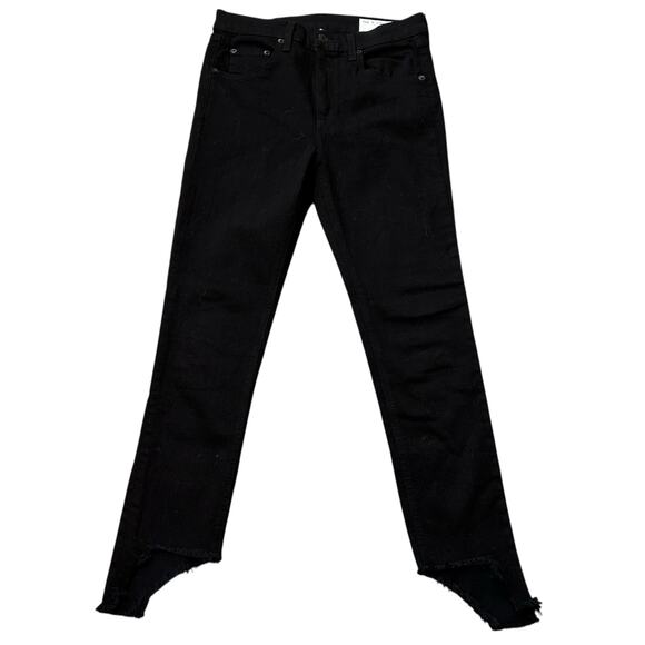 RAG & BONE 10 Inch Capri Black Hampton Jeans Cropped Raw Edge Women's Size 27 - Picture 2 of 10